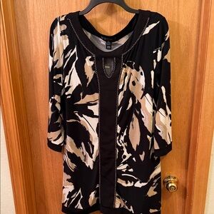 Style & Co. Women's Plus Size Velvet Embroidered Tunic Top - 95% Polyester/5% Spandex, Machine Washable